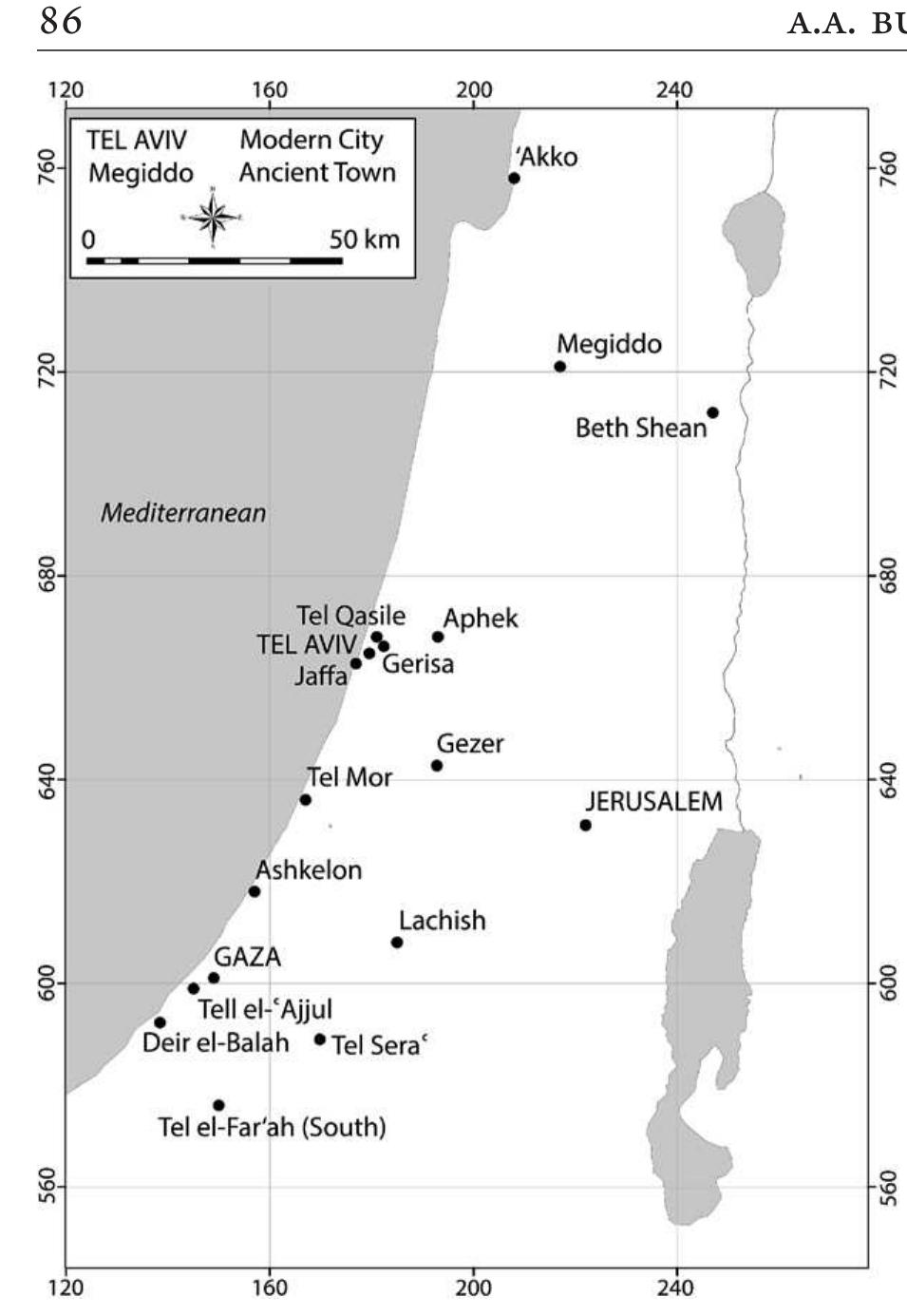 FIG. 1. Location of Jaffa and southern Levantine sites mentioned in the text (drawing by K. Kowalski). 