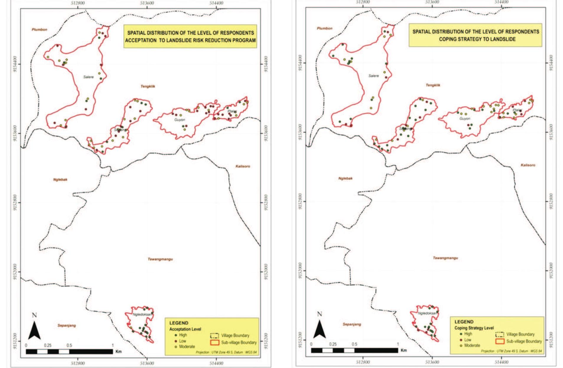 Appendix 1. Spatial Distribution of the Level of Respon- Appendix 2. Spatial Distribution of the Level of Respon- dent’s Perception to Landslide dent’s Coping Srategy to Landslide.  Appendix 3. Spatial Distribution of the Level of Respon- dent’s Acceptation to Landslide Risk Reduction Program. 