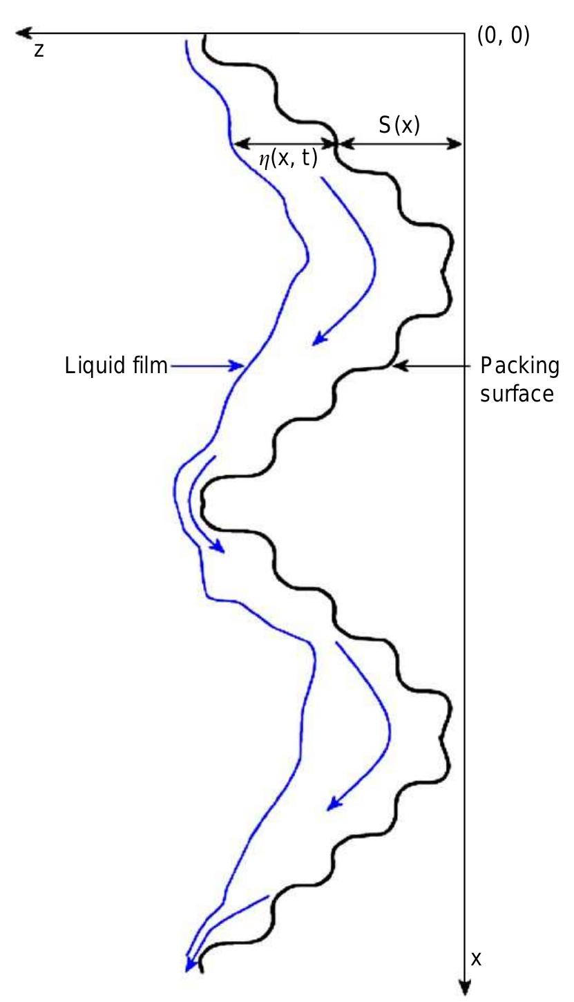 Schematic representation of a two-dimensional liquid film