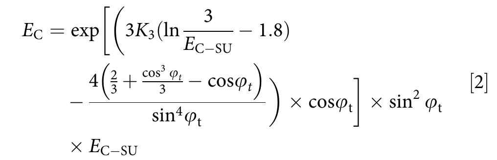 where the angle of tangency (@,) is described as the maximum possible collision angle of the particle on the surface of the bub- ble beyond which collision is prevented (Figure 1). Ec sy is the Sutherland’s collision efficiency expressed in Equation (5). A dimensionless number (f) is defined as a measure of relative importance of the interceptional and inertial contributions to the collision process in the GSE and expressed below in Equation (3).  Based on the assumptions, the collision efficiency of GSE model can be proposed as in Equation (2). 