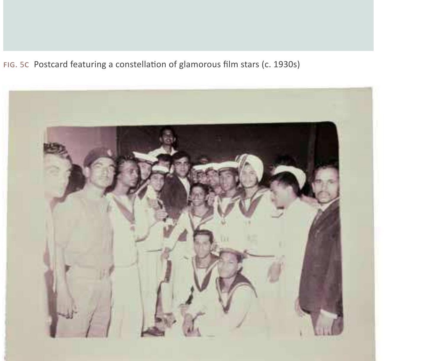 FIG. 5D Publicity still of Mehmood with a group of sailors from the Indian Navy (c.1960s) 
