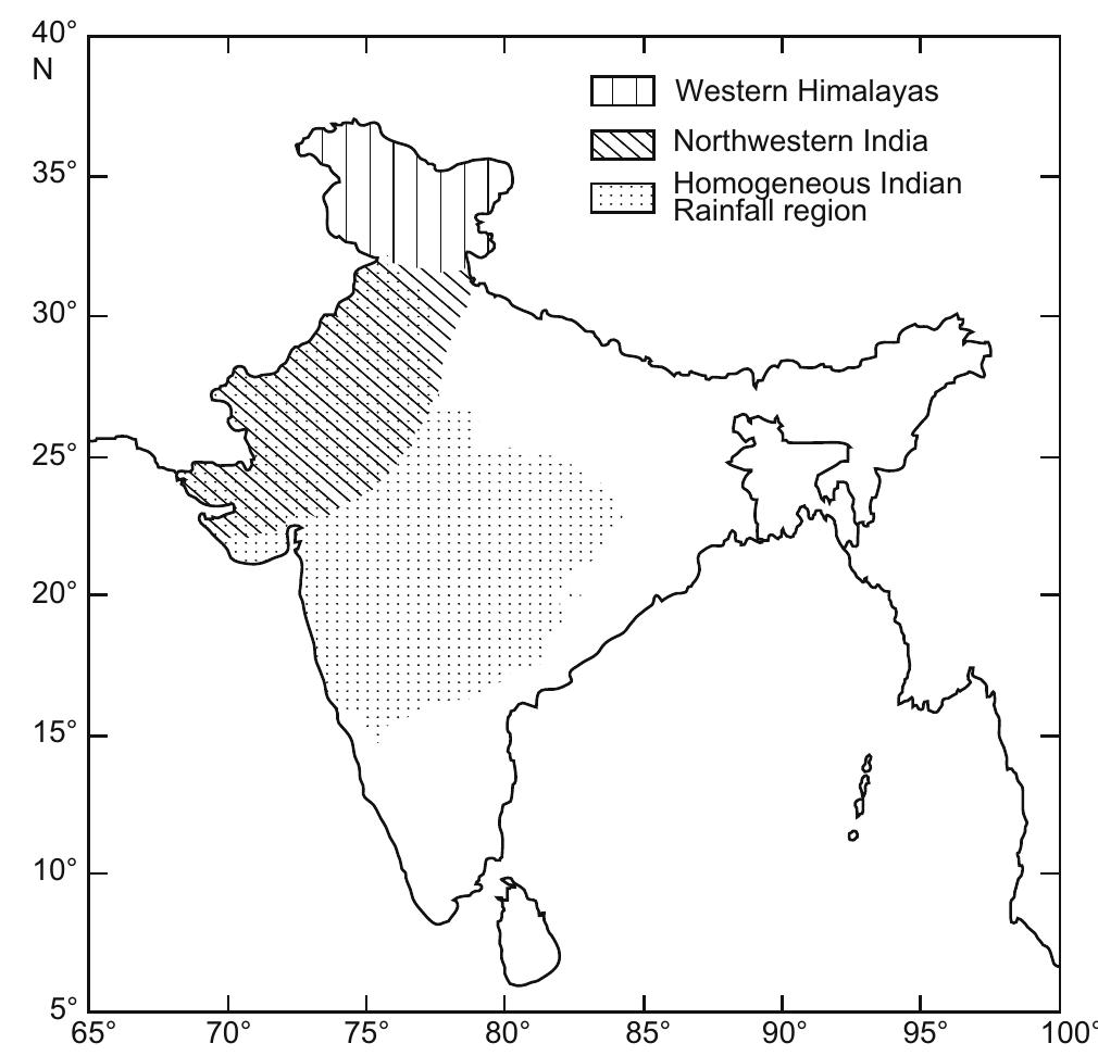 Map showing geographical regions used in the study for