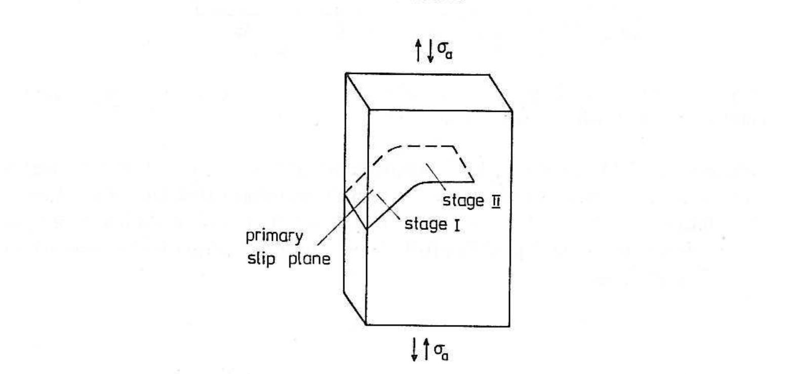 The initiation of fatigue cracks in metals is usually