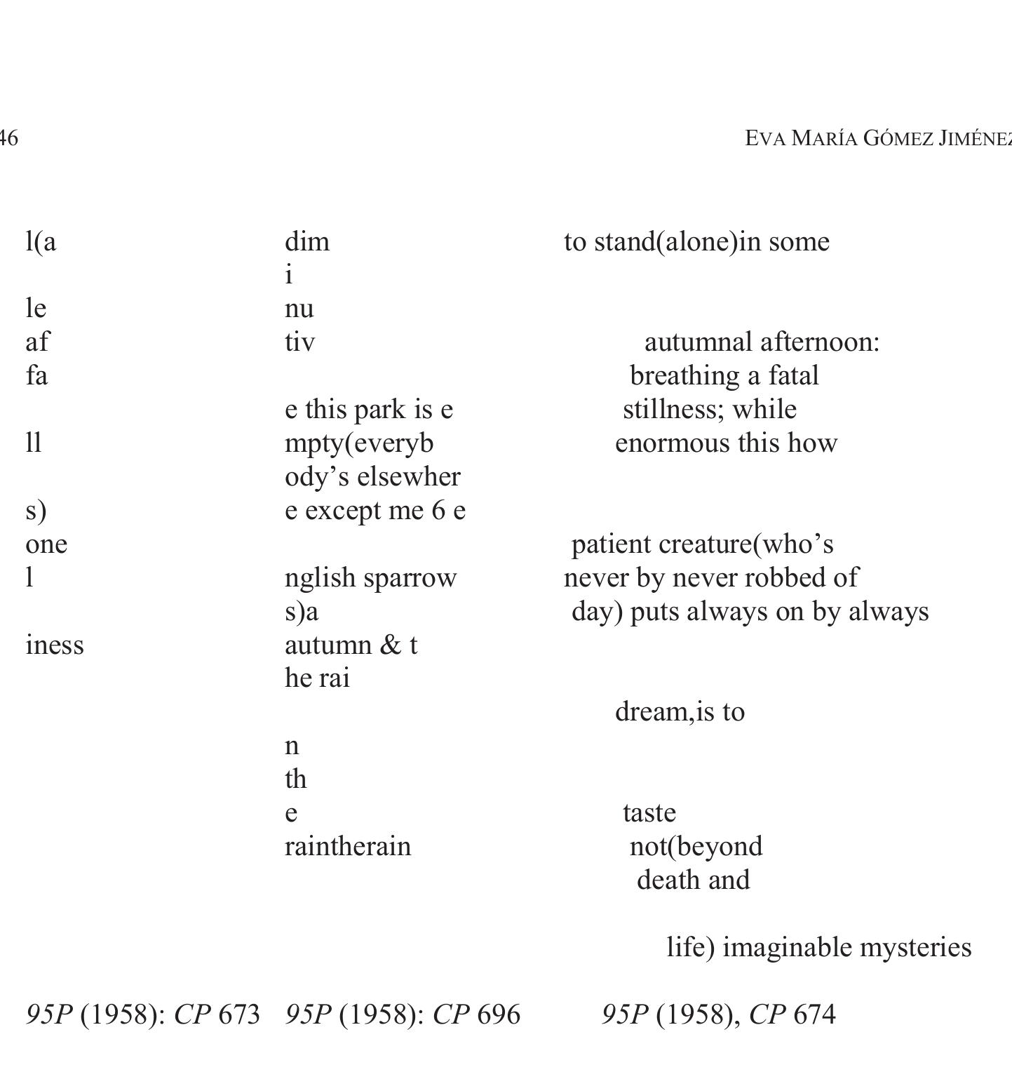 Table 1 - from Translation problems in E.E. Cummings'