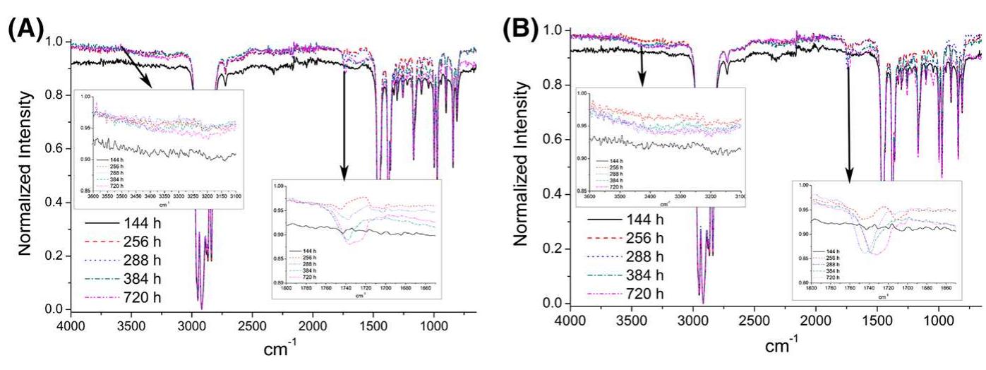 Ftir spectra of the samples at different times a ipp-tio,