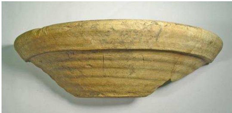 Figure 22. Fragment of Cypriot mortarium inscribed with dedication to Apollo, early 6th century BC. British Museum, 1886,0401.80.  2.2.3 Cypriot and Levantine pottery 