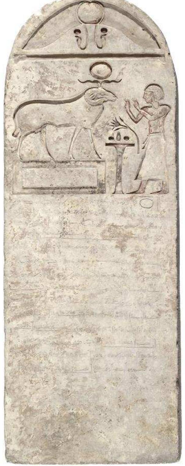 Figure 39. Demotic donation stela by the local community of sheep breeders attached to the temples of Naukratis, honouring Sheamenope for his services to the community and the divine ram, hypostasis of Amun-Ra lord of Baded; year 3 of Ptolemy II or Ill (281/280 or 245/244 BC). Kelsey Museum of Archaeology, Michigan, 0.2.5803. Photograph © Kelsey Museum of Archaeology, University of Michigan.  SSRIS C GGREESSSIOS SEER 1) RS REESE I RE Figure 38. Inscription recording the polis of the Naukratites honouring Heliodoros, priest of Athena, reign of Ptolemy VI (181-146 BC); photographed by Petrie (Delta Series no. 315). Photograph © Petrie Museum of Egyptian Archaeology, University College London, PMAN2681. 