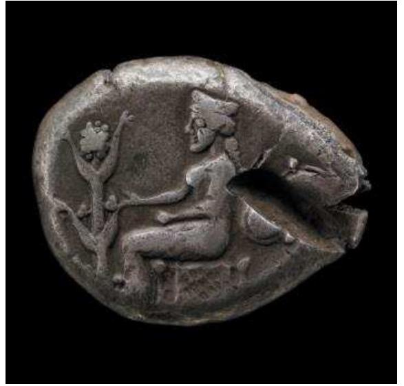 Figure 64 Silver tetradrachm of Cyrene (obverse) showing the local nymph Cyrene and a silphium plant, c. 525-480BC. British Museum, 1886,0802.12.  Figure 65. Silver Athenian tetradrachm (reverse) showing the owl of Athens, 2nd half 5th century BC. Castle Museum, Nottingham, NCM 1888-61. Photograph © Nottingham City Museums & Galleries.  finances for Alexander the Great from 331 BC (Le Rider 1997, 91-3. Bresson 2000, 75).  finances for Alexander the Great from 331 BC (Le Rider 1997, 91-3; Bresson 2000, 75). 