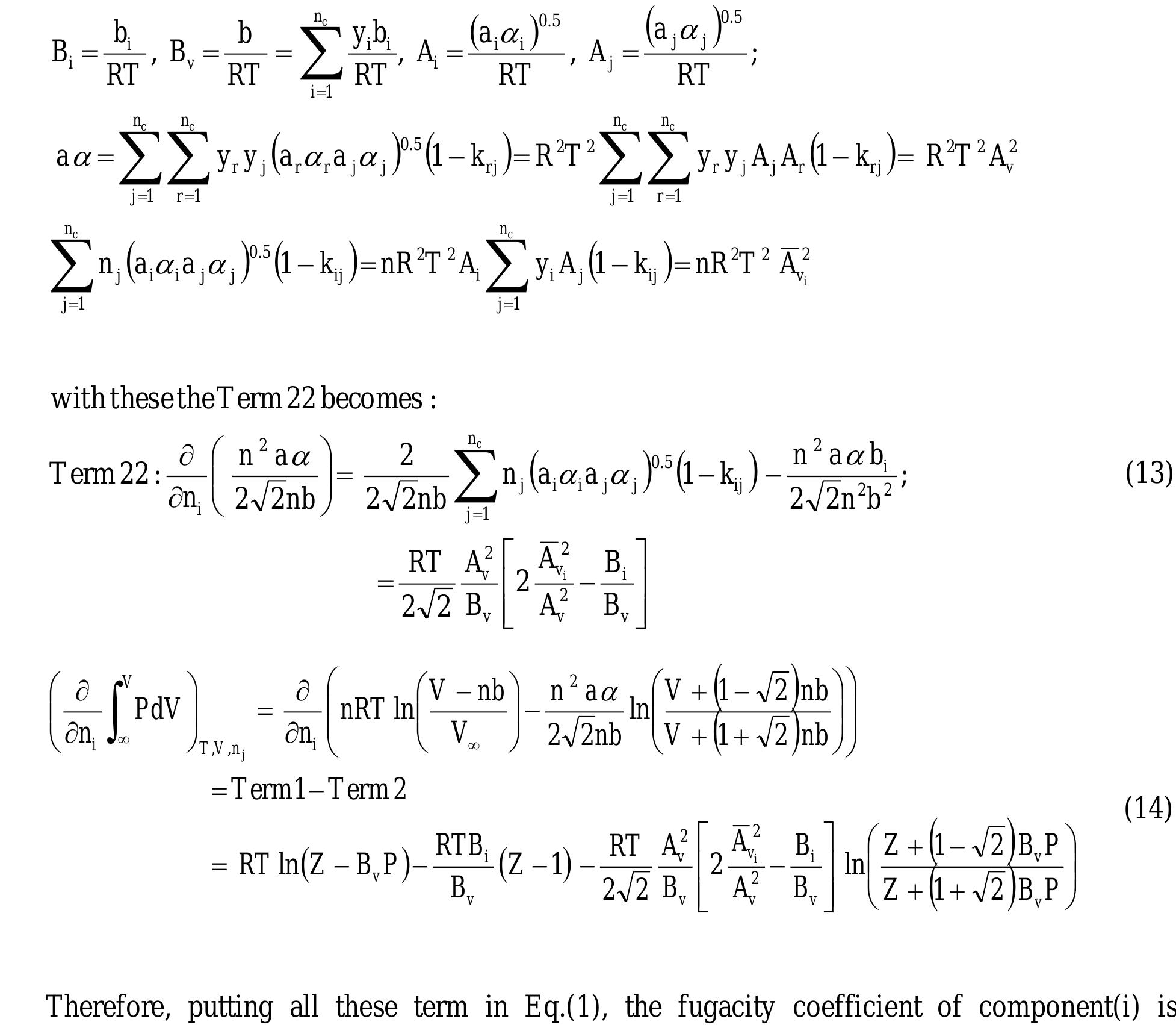 Pr Eos Roots (PDF) Fugacity of multicomponent through PR EOS
