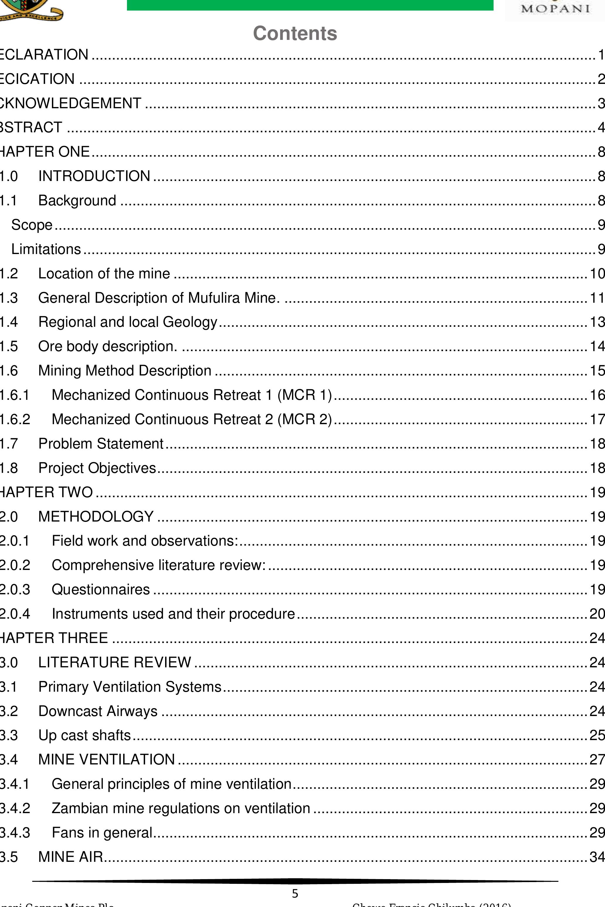 Table 1 - from DESIGN OF AN UNDERGROUND VENTILATION SYSTEM,
