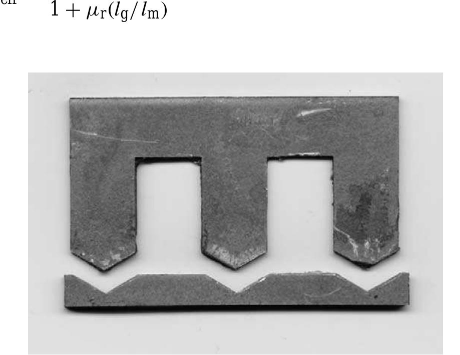Equipotential flux lines for the three different e-i core
