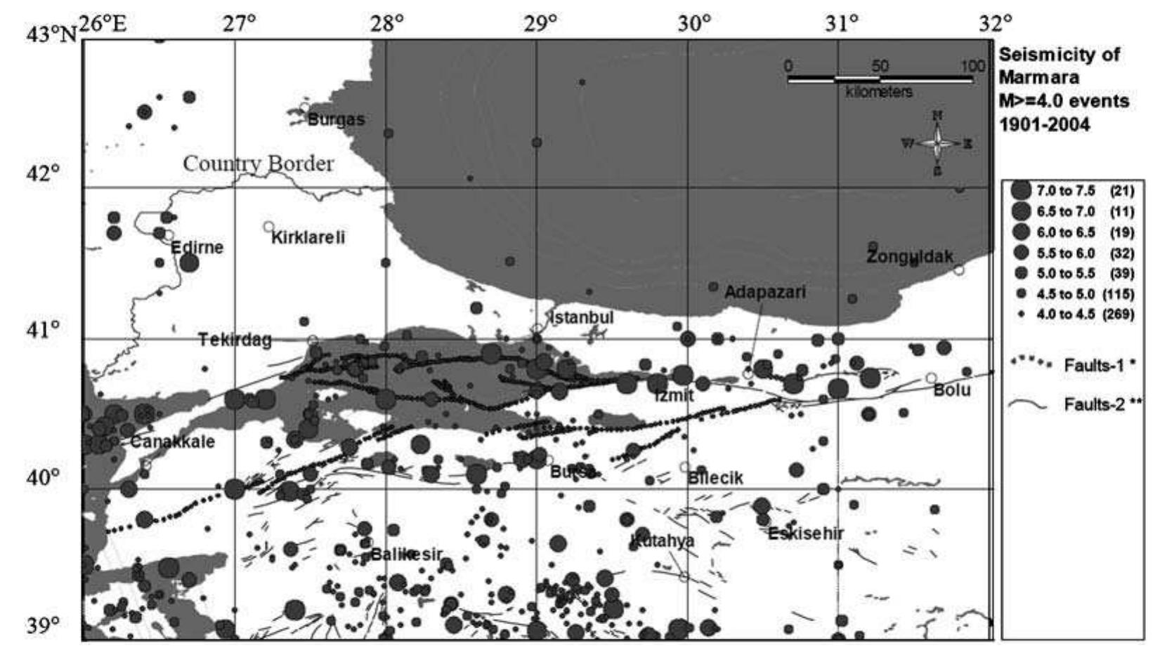 Seismic hazard map of the marmara region for spectral