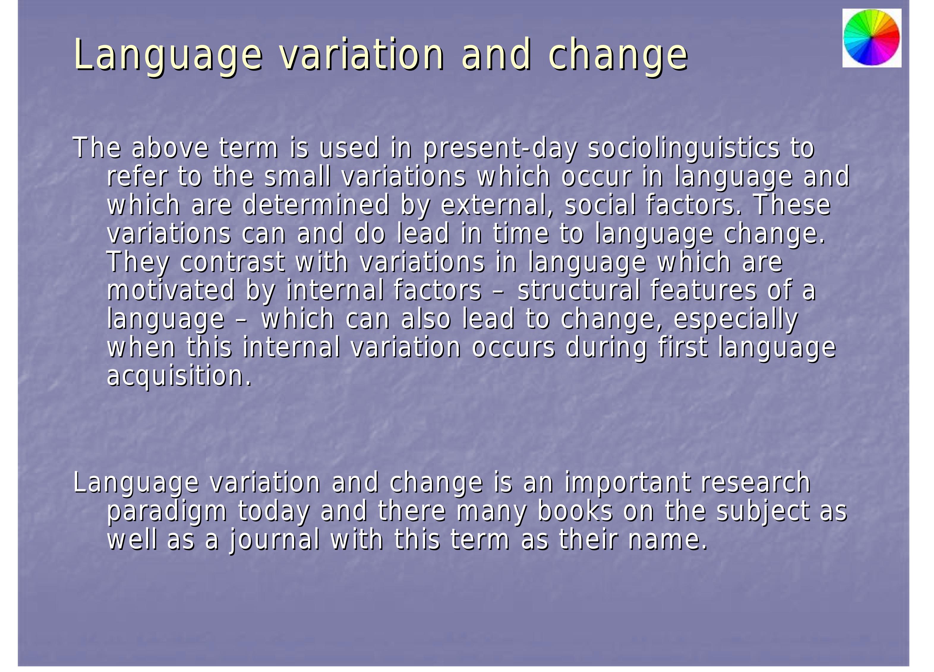 PDF) Language Variation and Change Language Variation and Change