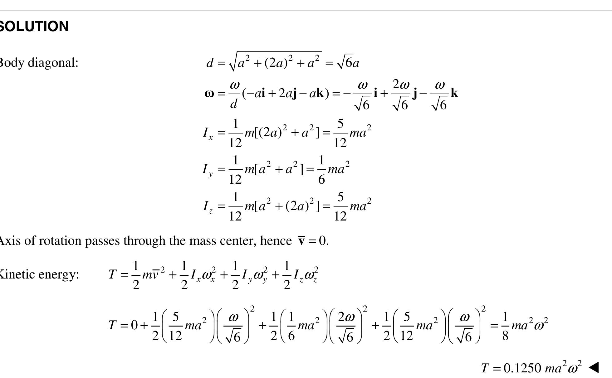 Problem 18.6 a solid rectangular parallelepiped of mass m