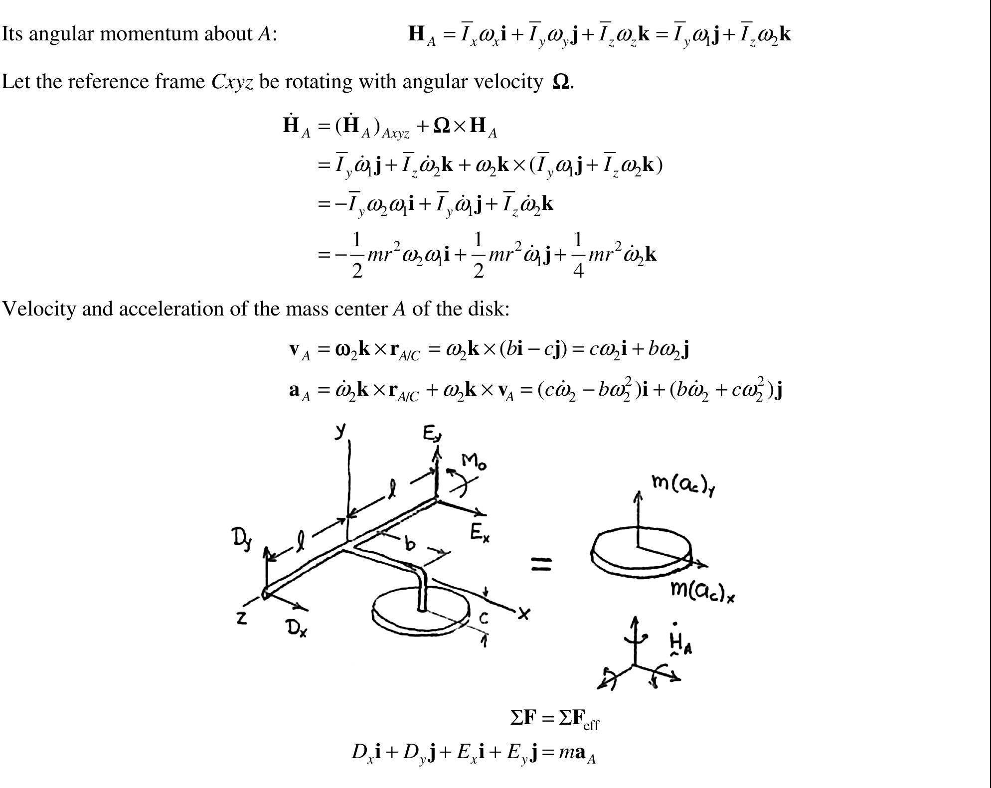Angular velocity of disk a angular velocity of shaft dce and