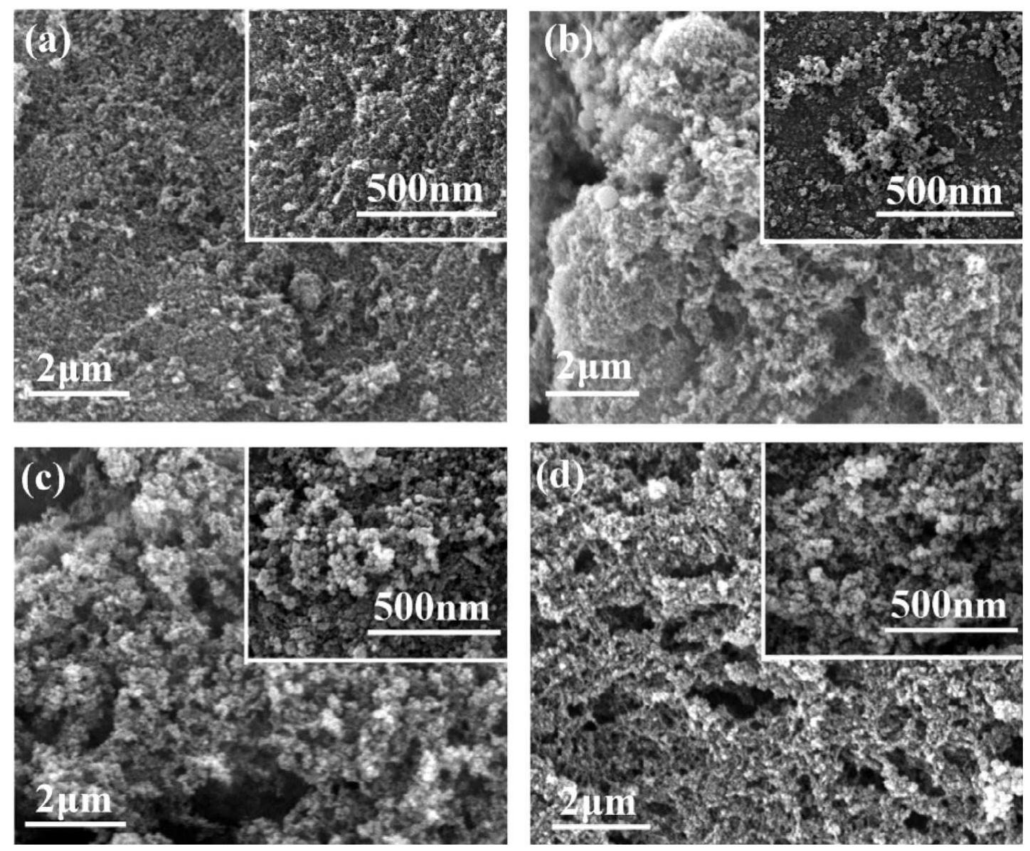 Sem images of silica aerogel prepared with different