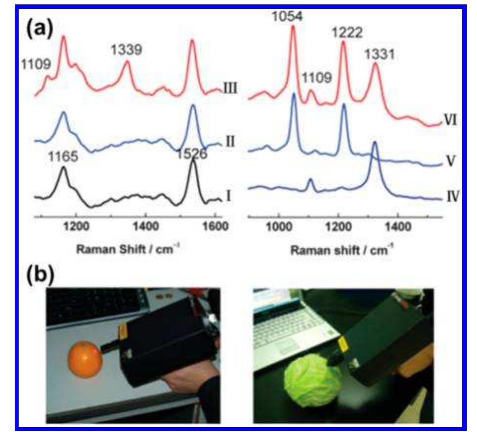 (a) ordinary raman spectra of orange contaminated by