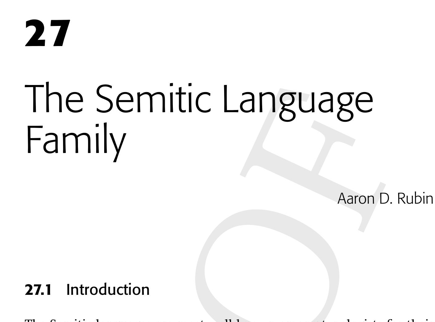 Semit Language (PDF) The Semitic Language Family