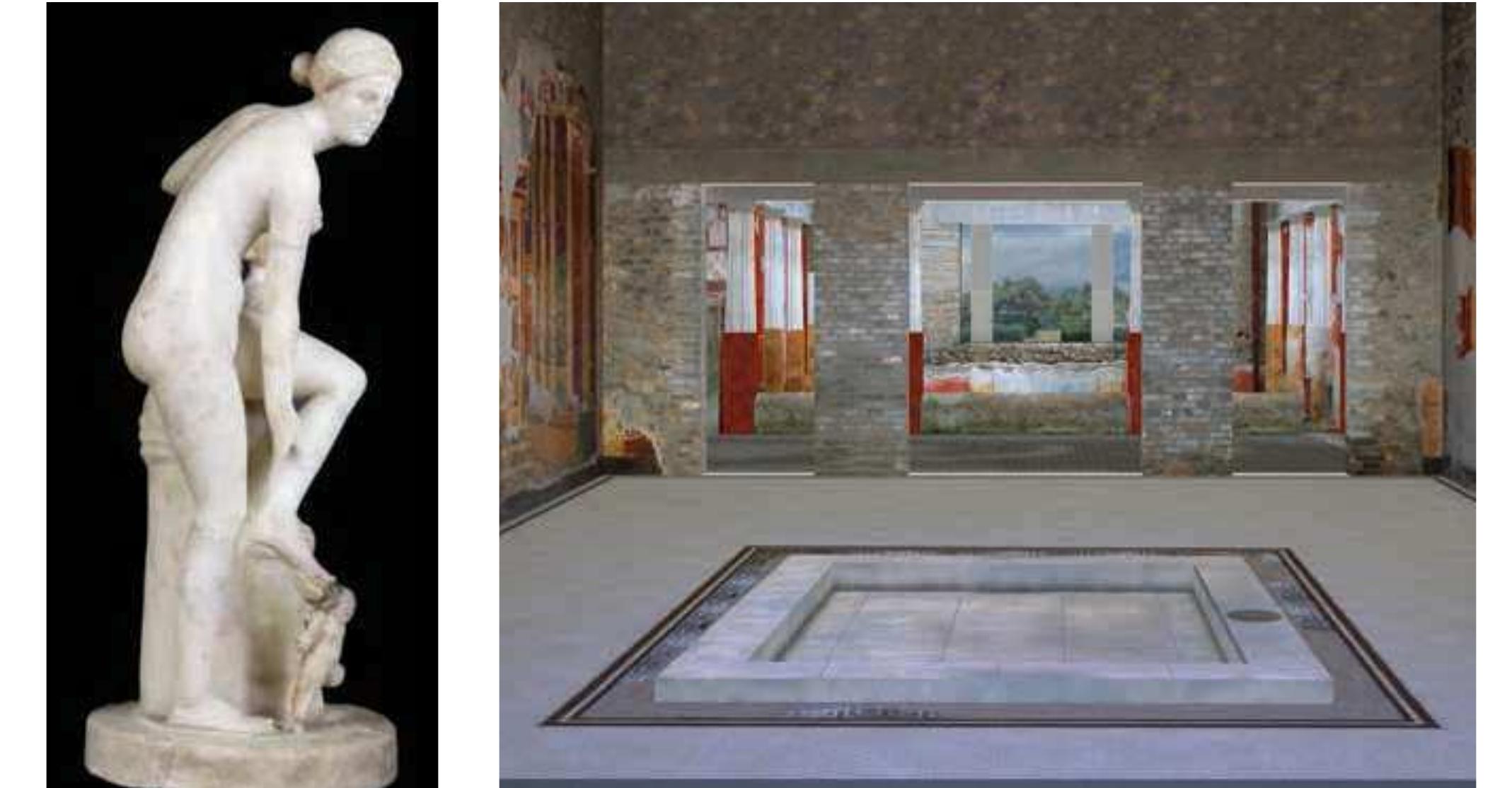 Fig. 13.9: Statuette of Aphrodite removing her sandal (cat. no. 28). Photo: Marcus Abbott. Fig. 13.10: View of atrium, Villa A. Reconstruction: Timothy J. Liddell 