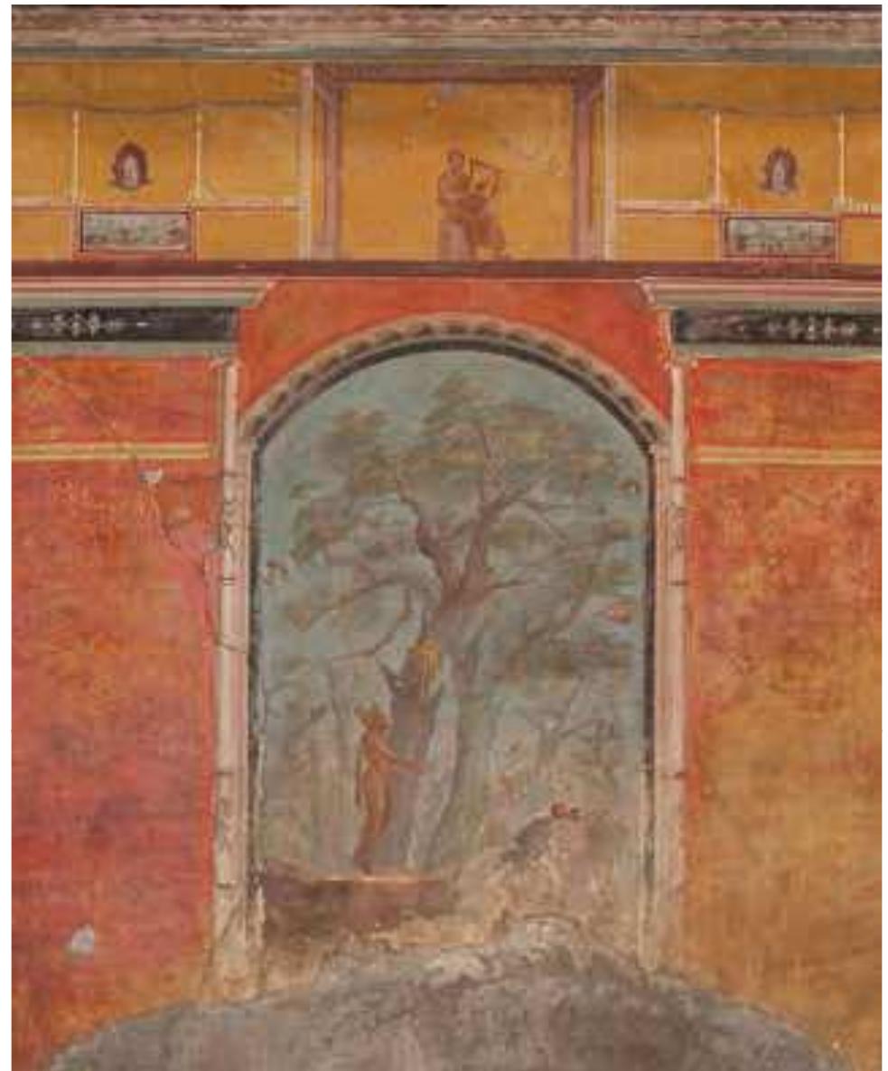Fig. 13.19: Wall painting of Hercules on east wall of room 8, Villa A. Photo: Paul Bardagyy. 