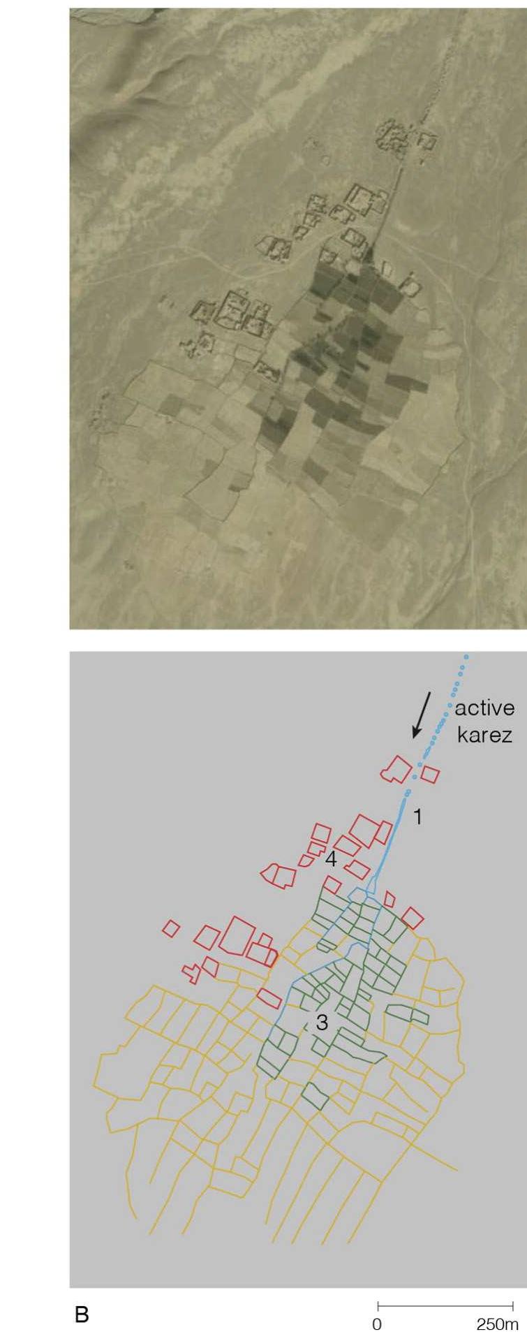 Our survey was carried out through visual inspection and interpreta- tion of satellite imagery for Afghanistan in Google Earth. The vast major- ity of Google's imagery acquisition dates for Afghanistan are from 2004 to 2009. The entire study area was treated as evenly and as systemati- cally as possible, so as not to miss any karezes. During the initial phase of mapping, no geographical area or province was given more attention than another. The karezes were manually charted using Google Earth's 
