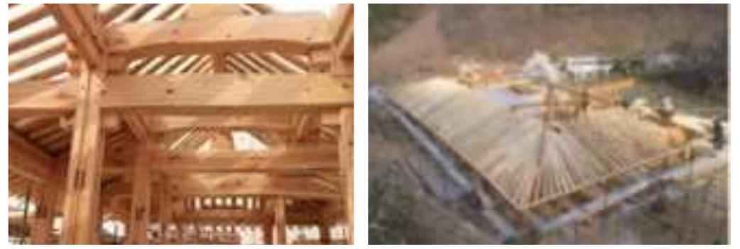 “on top of the columns, there are transverse beams and