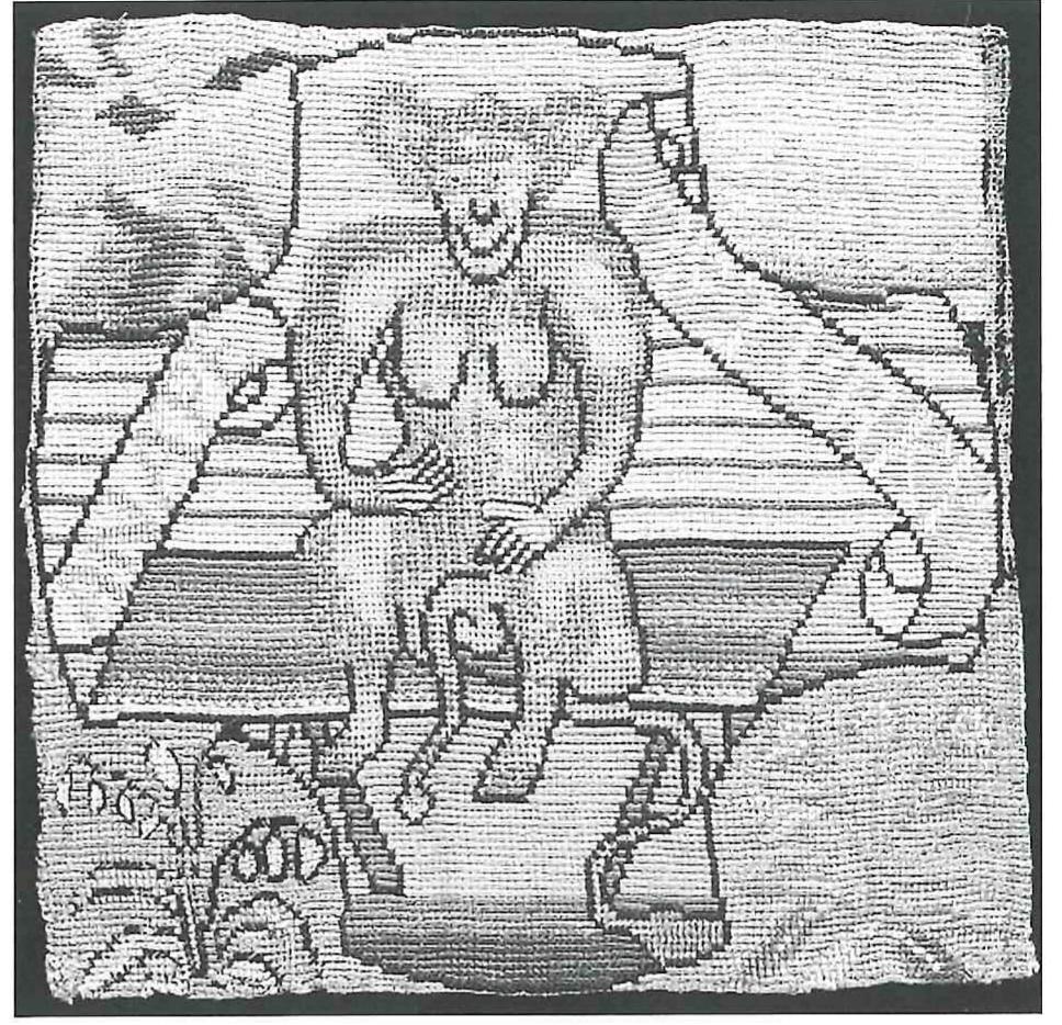 8 | Mary Queen of Scots and/ or Bess of Hardwick: An ape of Tvrky, 1570s, linen canvas embroidered with gold, silver and silk, 30 x 30 cm. London, Victoria and Albert Museum, T.33DD-1955 