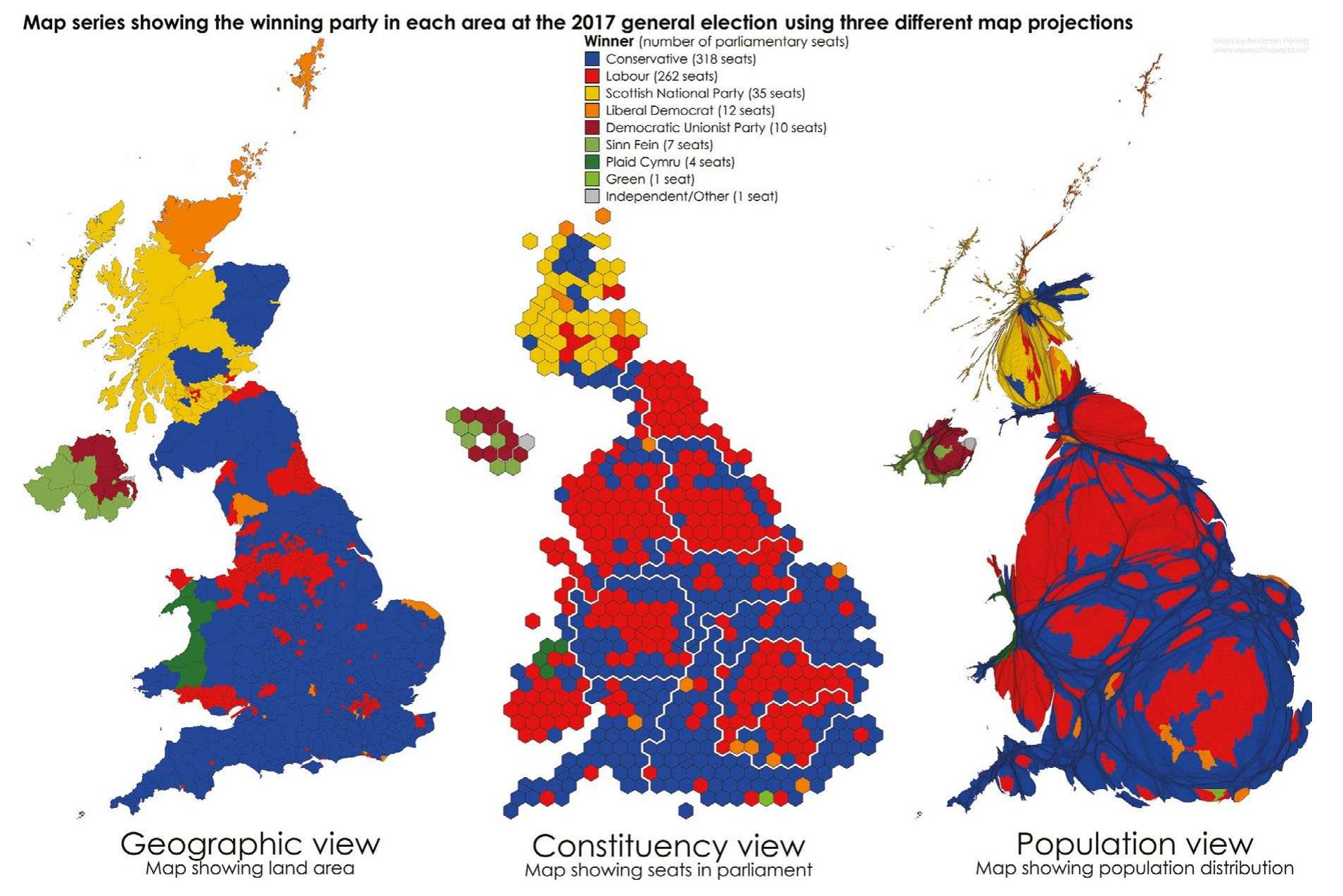 Result maps courtesy of Ben Hennig, see his Chapter 13 for a discussion of different projections. 