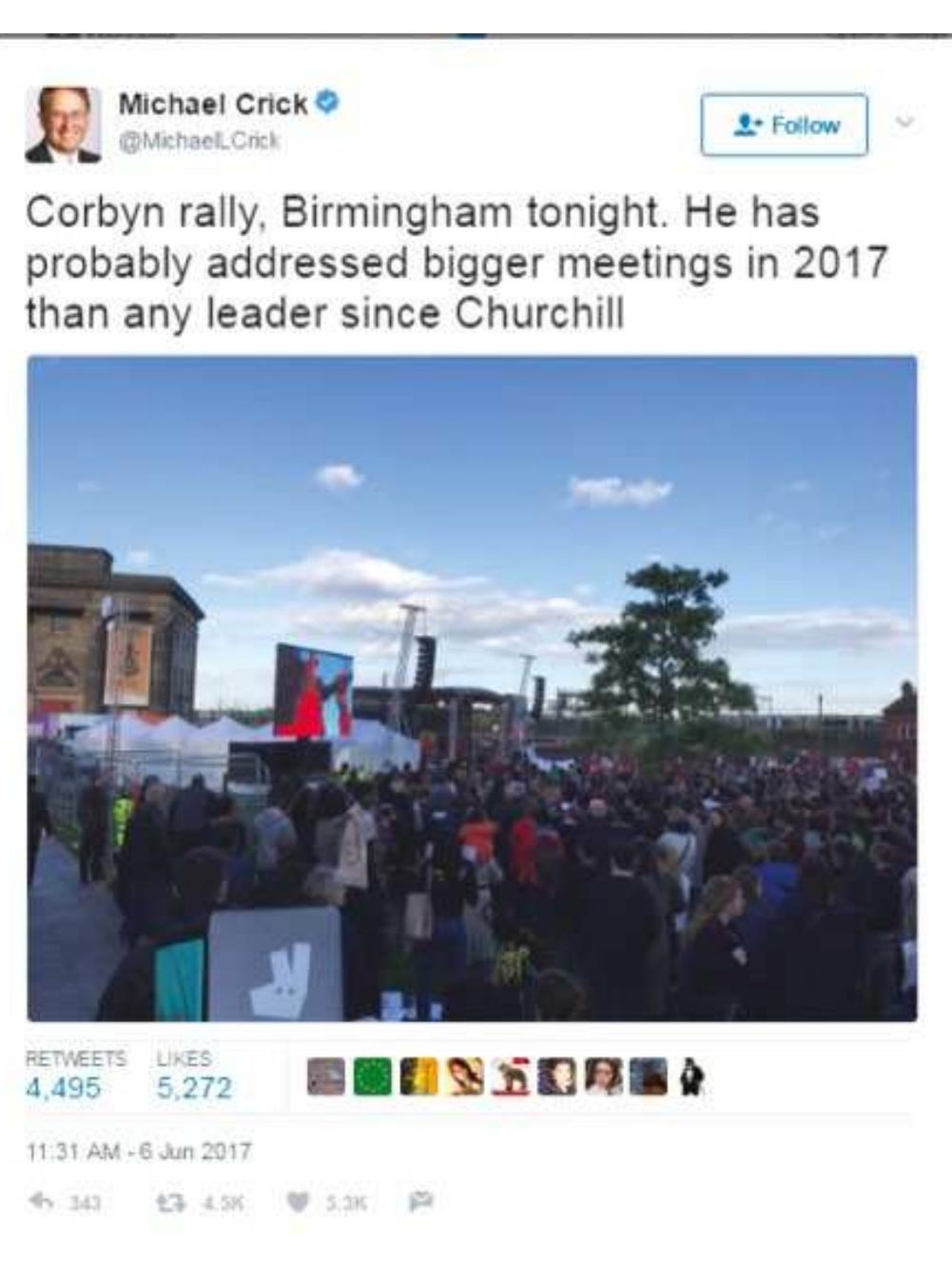 Figure 2: Michael Crick on Twitter, 6 June 