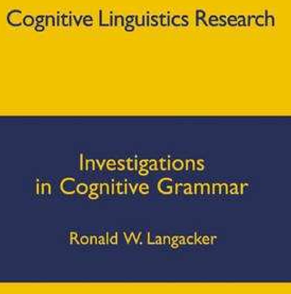 PDF) (Cognitive Linguistic Research) Ronald W. Langacker