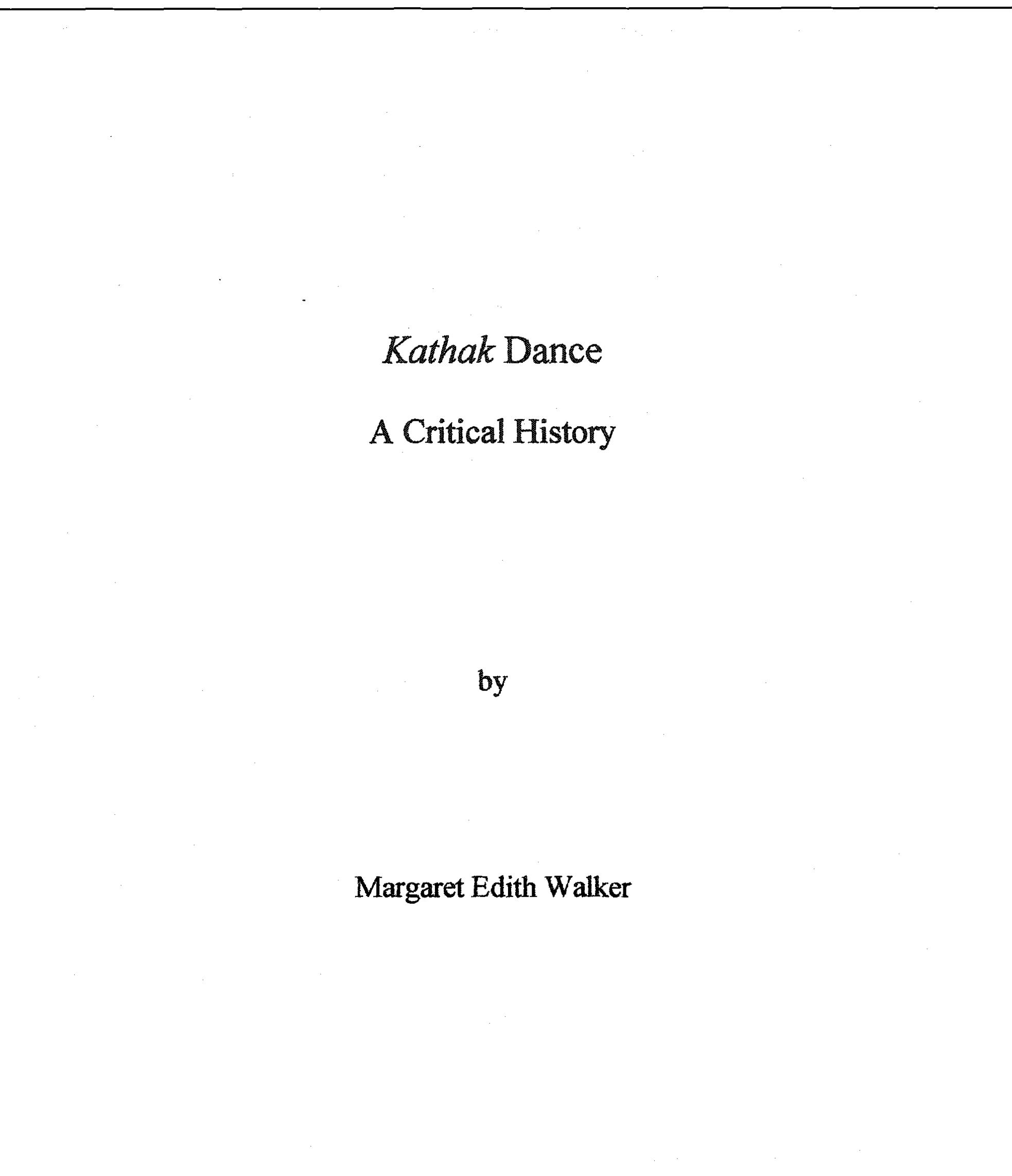 PDF) Kathak Dance A Critical History