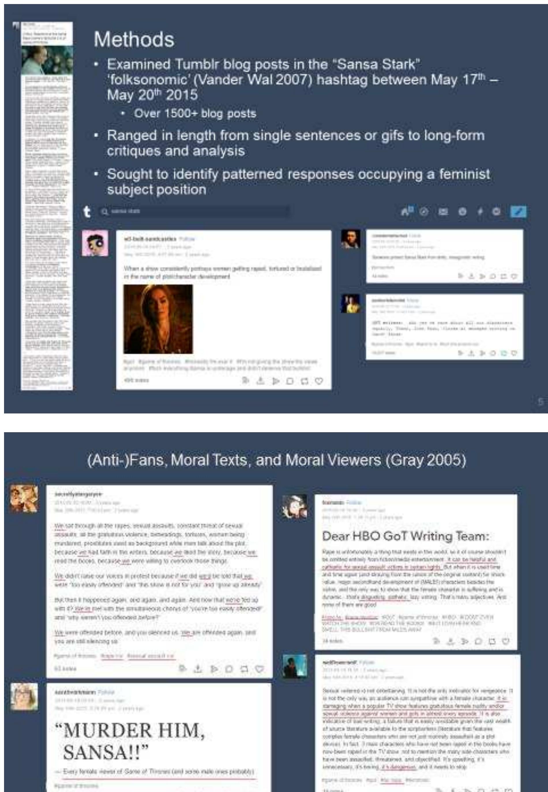 PDF) Game of Thrones War on Women: Fandom and Feminist Discourse on  Tumblr (Fan Studies Network Conference, 2017)