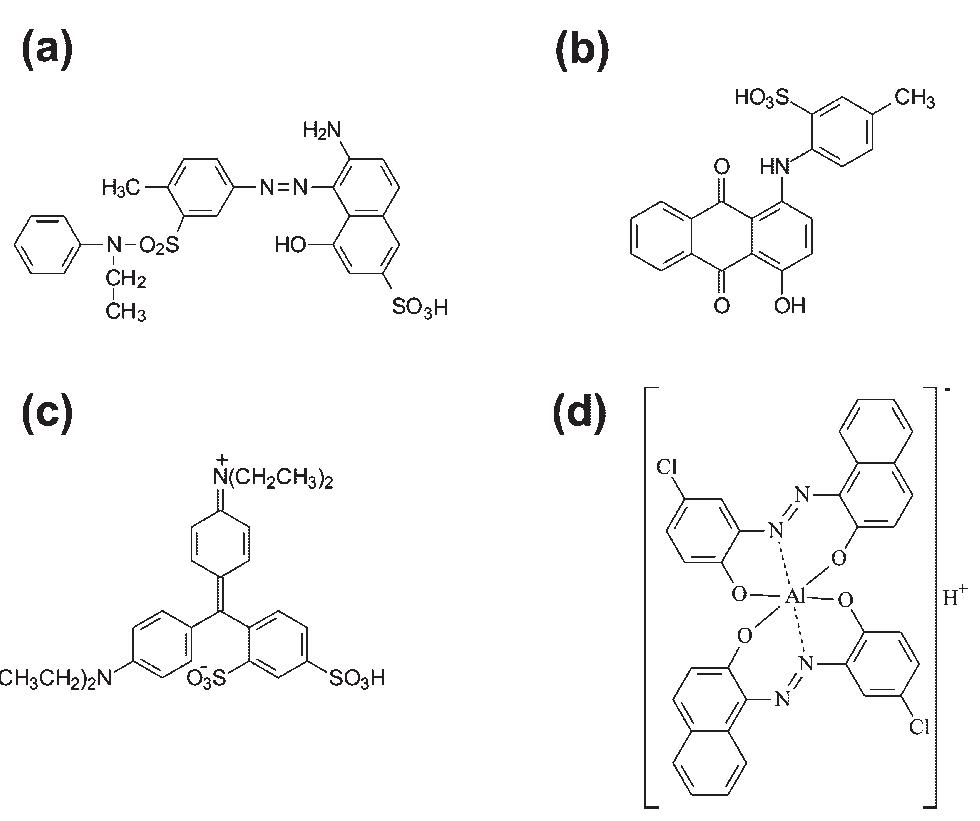 Structures of four model compounds: (a) azo dye c. |. acid
