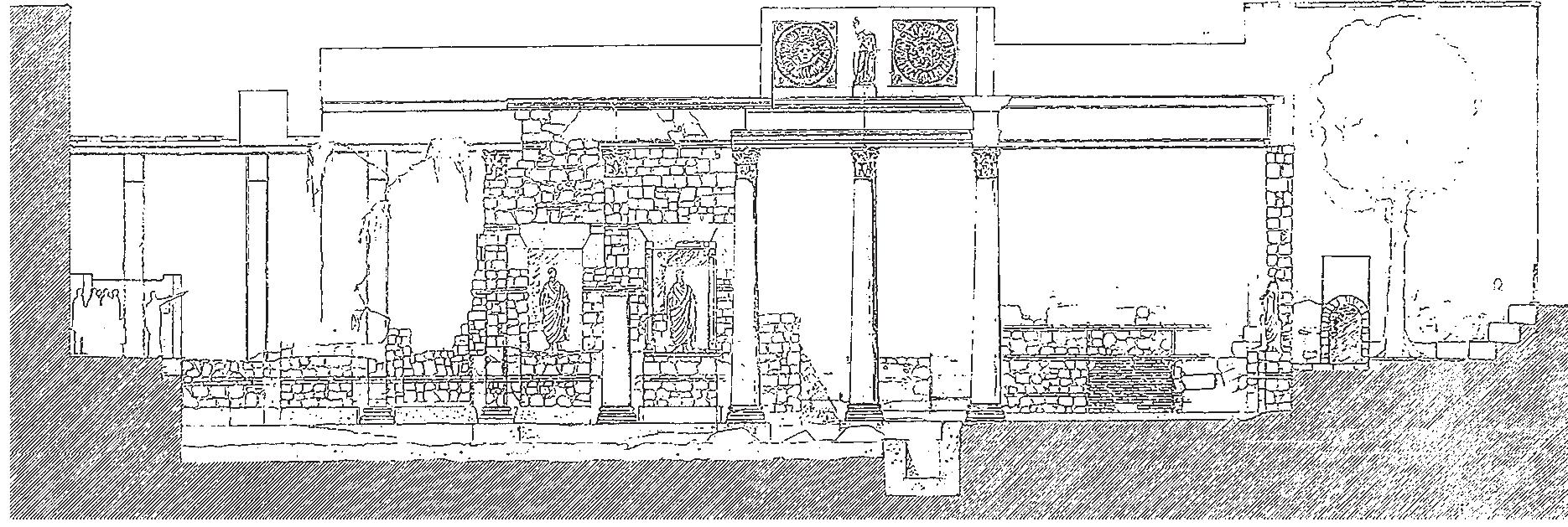 Elevation drawing of the marble forum (de la barrera 2000,
