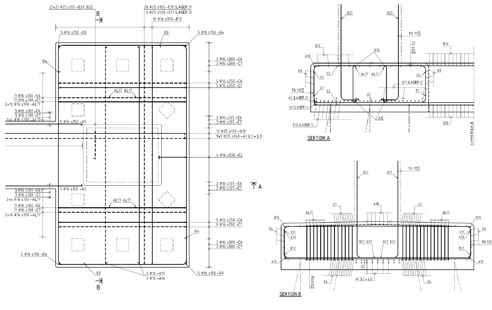 Rectangular Pil Cap 14 reinforcement plan of the 10-pile cap designed by skanska