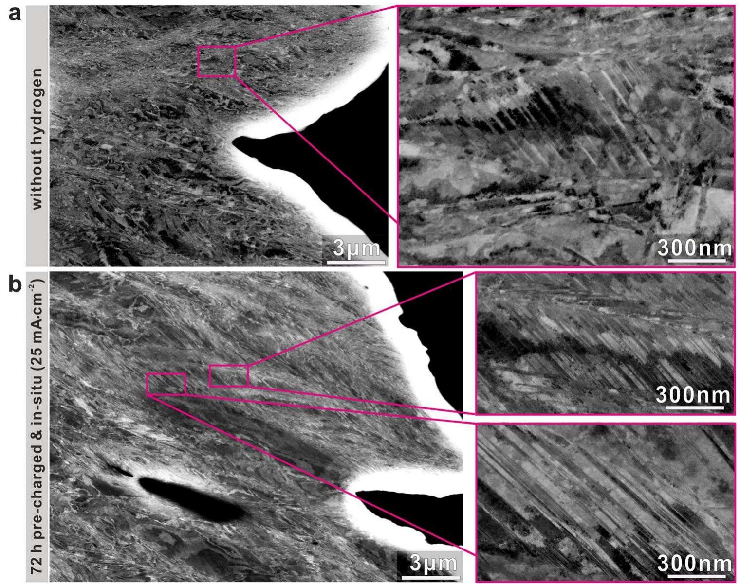 Ecc images of deformation microstructures near the fracture