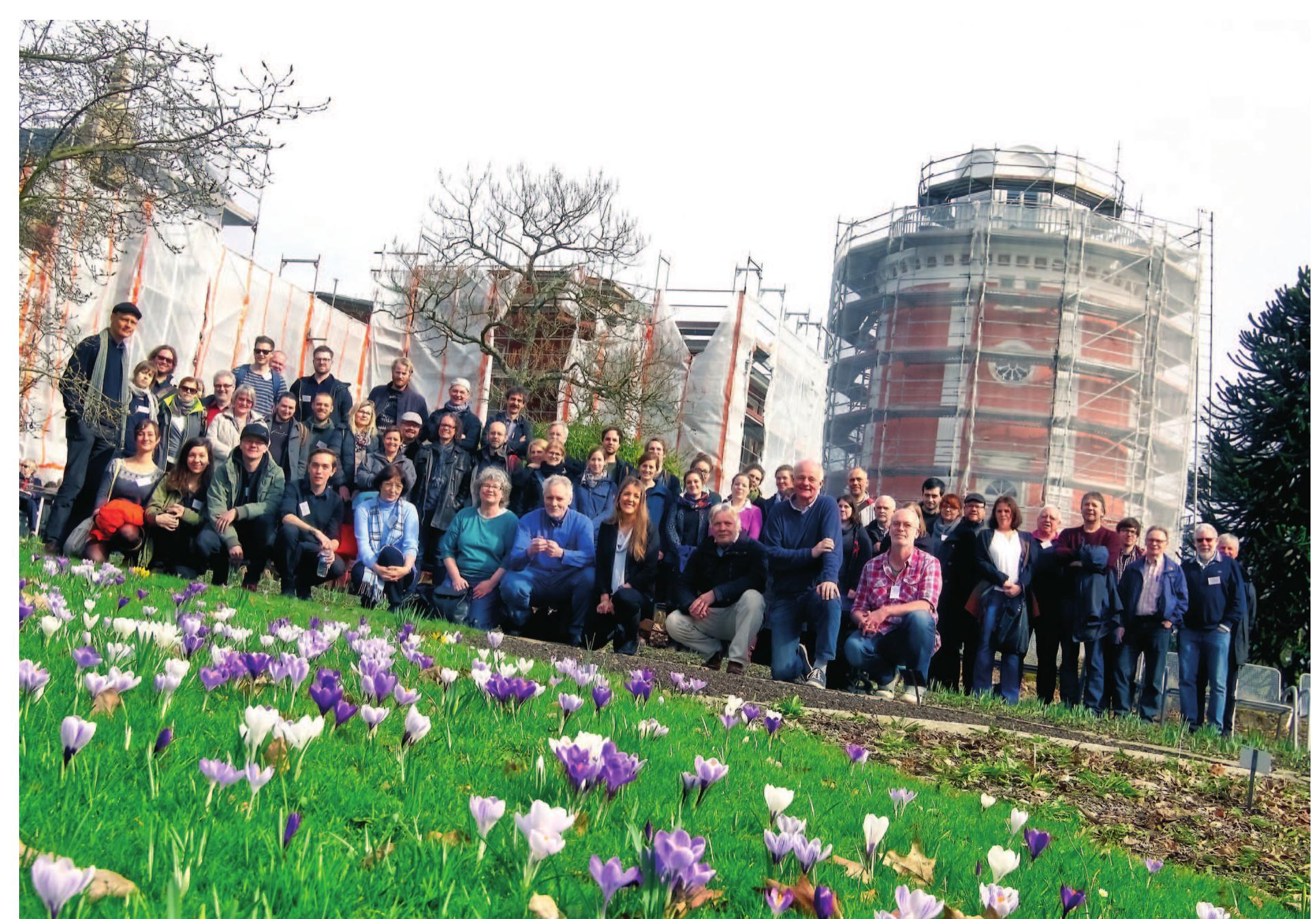 Fig. 1 Group photograph of the attendees of the 26th Mesolithic Conference in front of the venue in the Botanic Garden, Hardt Park, Wuppertal (Photograph: M. Koke). 