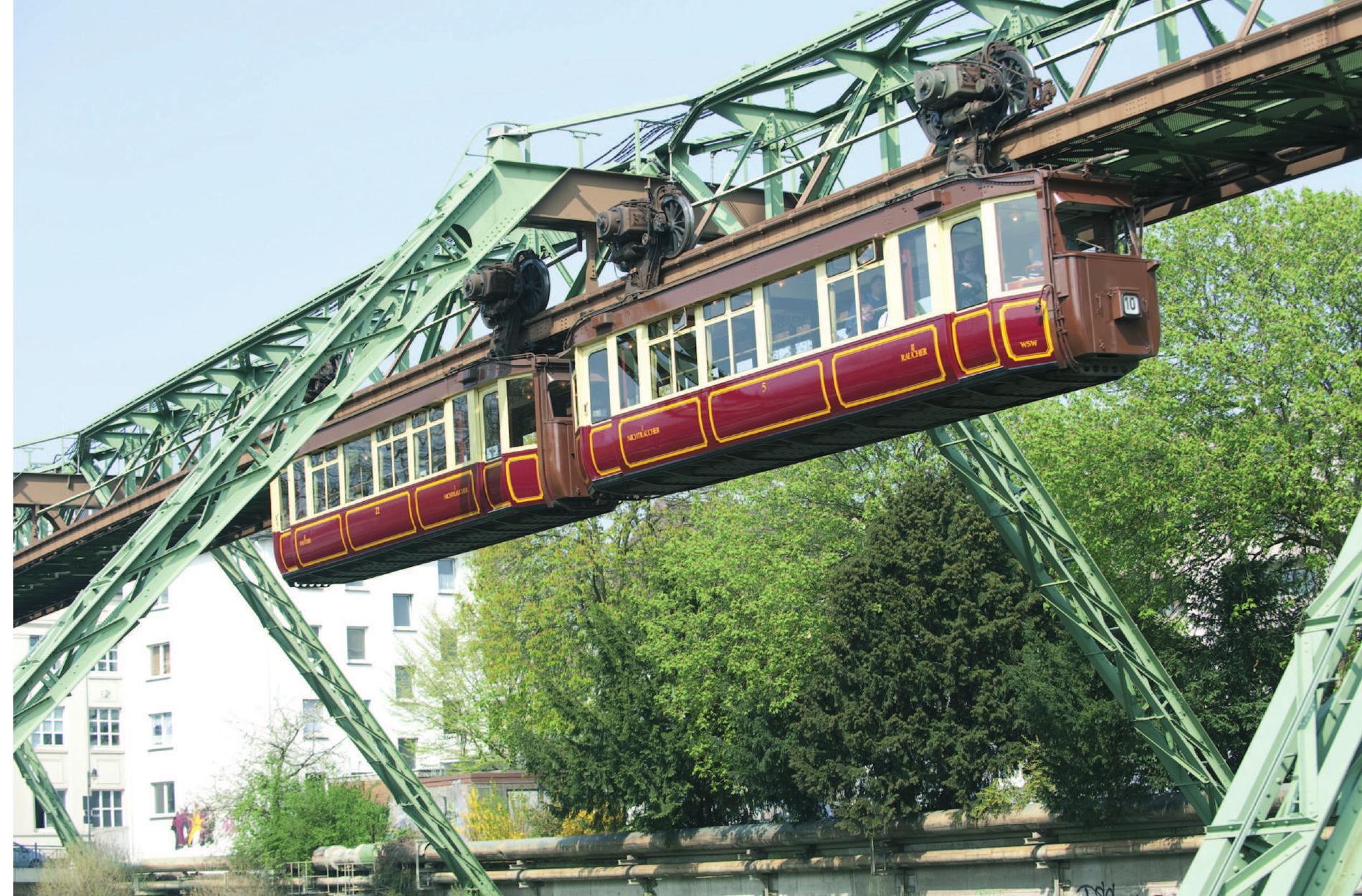 Fig. 2 The “Kaiserwagen” of the suspended railway in Wuppertal which is unique in the world (Photograph: OWSW: Wuppertaler Stadtwerke), 