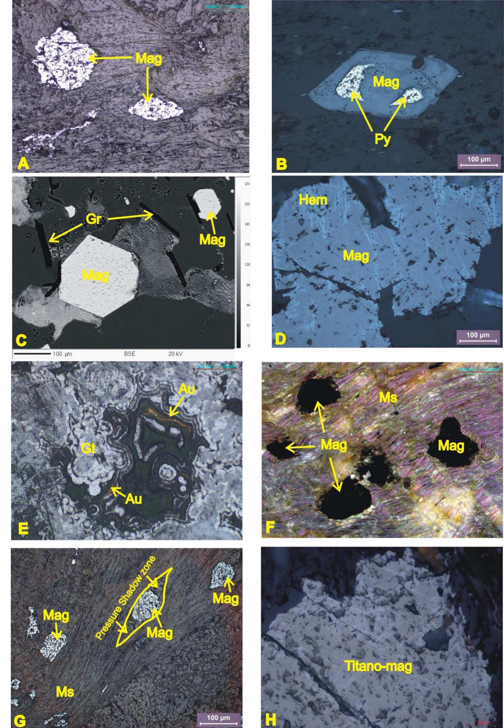 Photomicrographs and epma-bse images of mineral assemblages