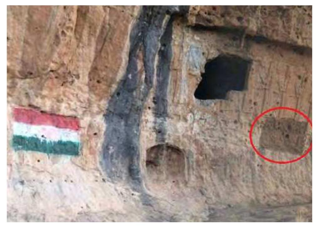 The vandalism was later removed but left a permanent stain on the relief. Then, in July 201  a | fy = 1 F ood : oe > ae | Tal 1  A new flag painted on the Maltai Reliefs in July 2016.  The vandalism was later removed but left a 
