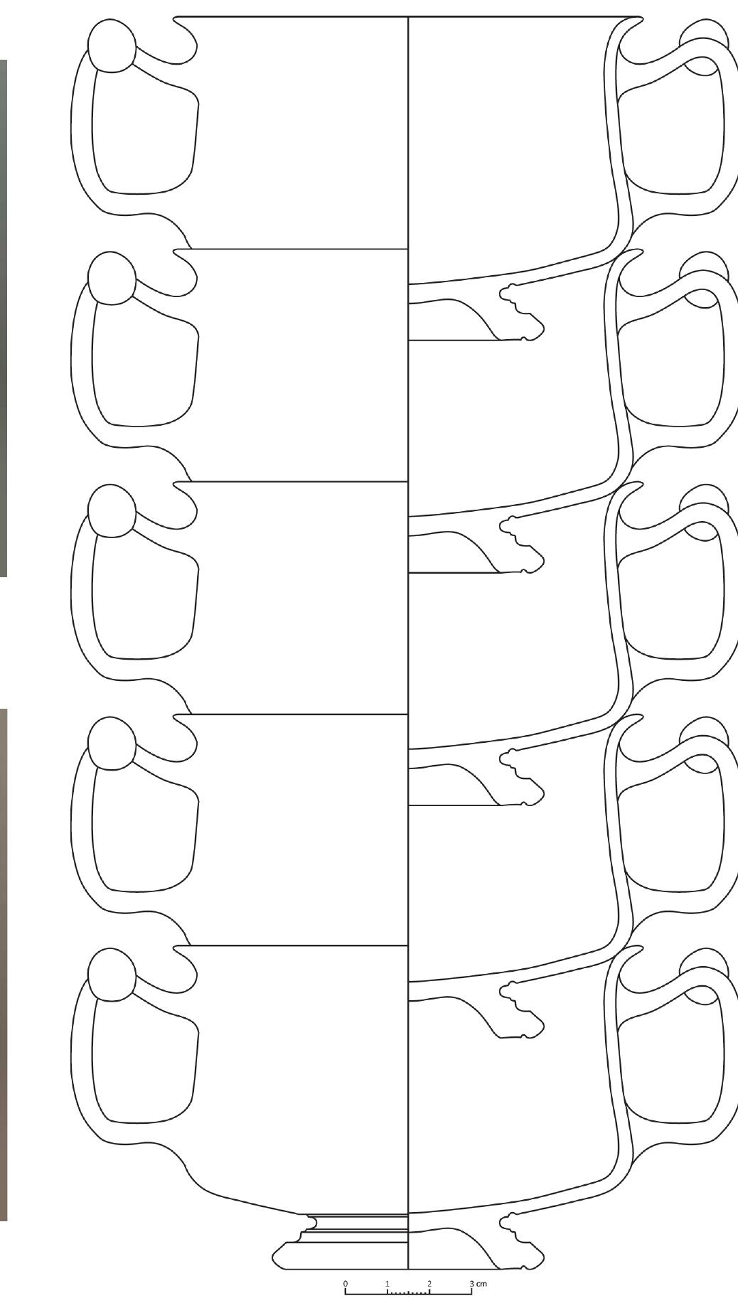 Fig. 4: Hypothetical reconstruction of the stacking of skyphoi in a kiln (Drawing by B. Engels). 