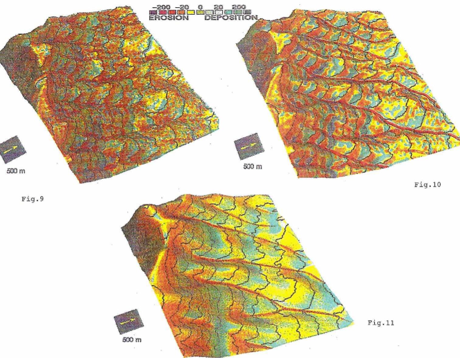 Topographic potential for erosion and deposition, computed