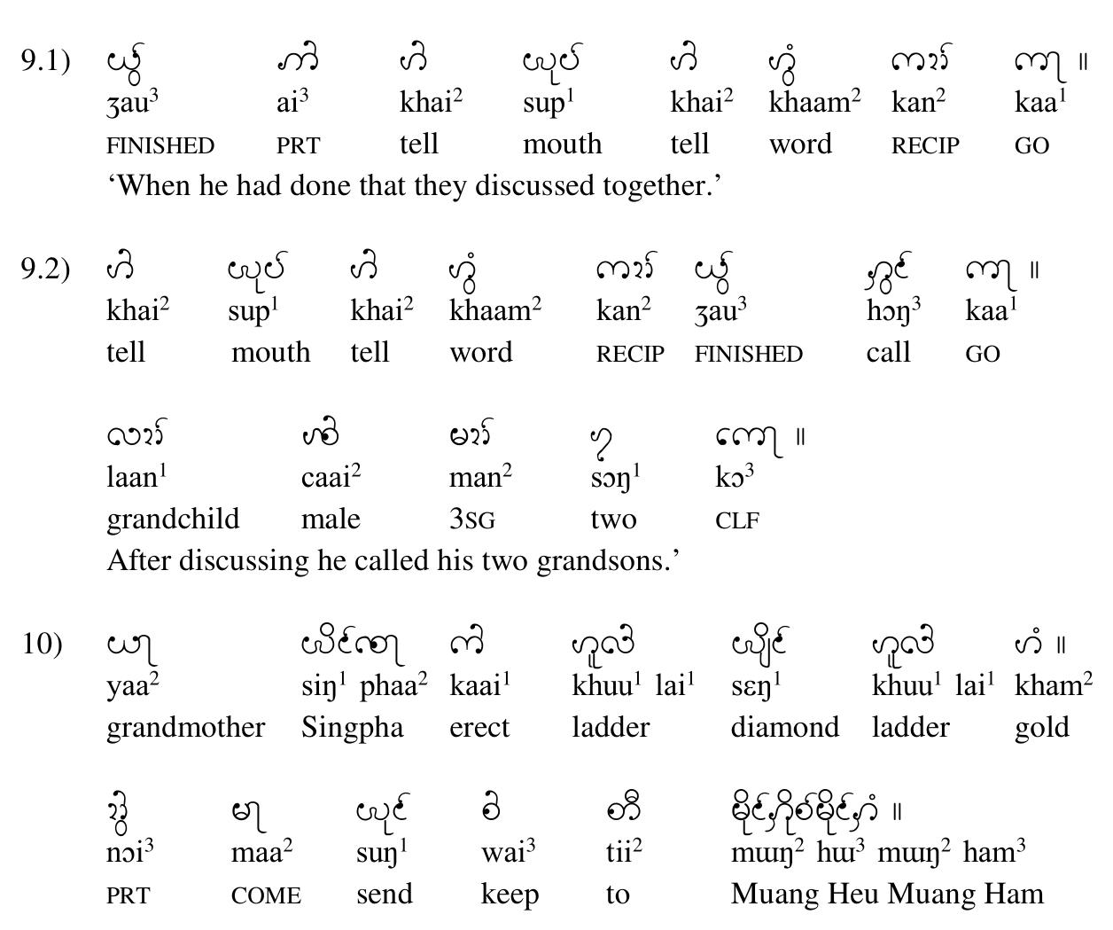 On the recording, Nang Wimala read the following two lines: ‘Grandmother Singpha erected a diamond and golden ladder and sent them to Muang Heu Muang Ham.’