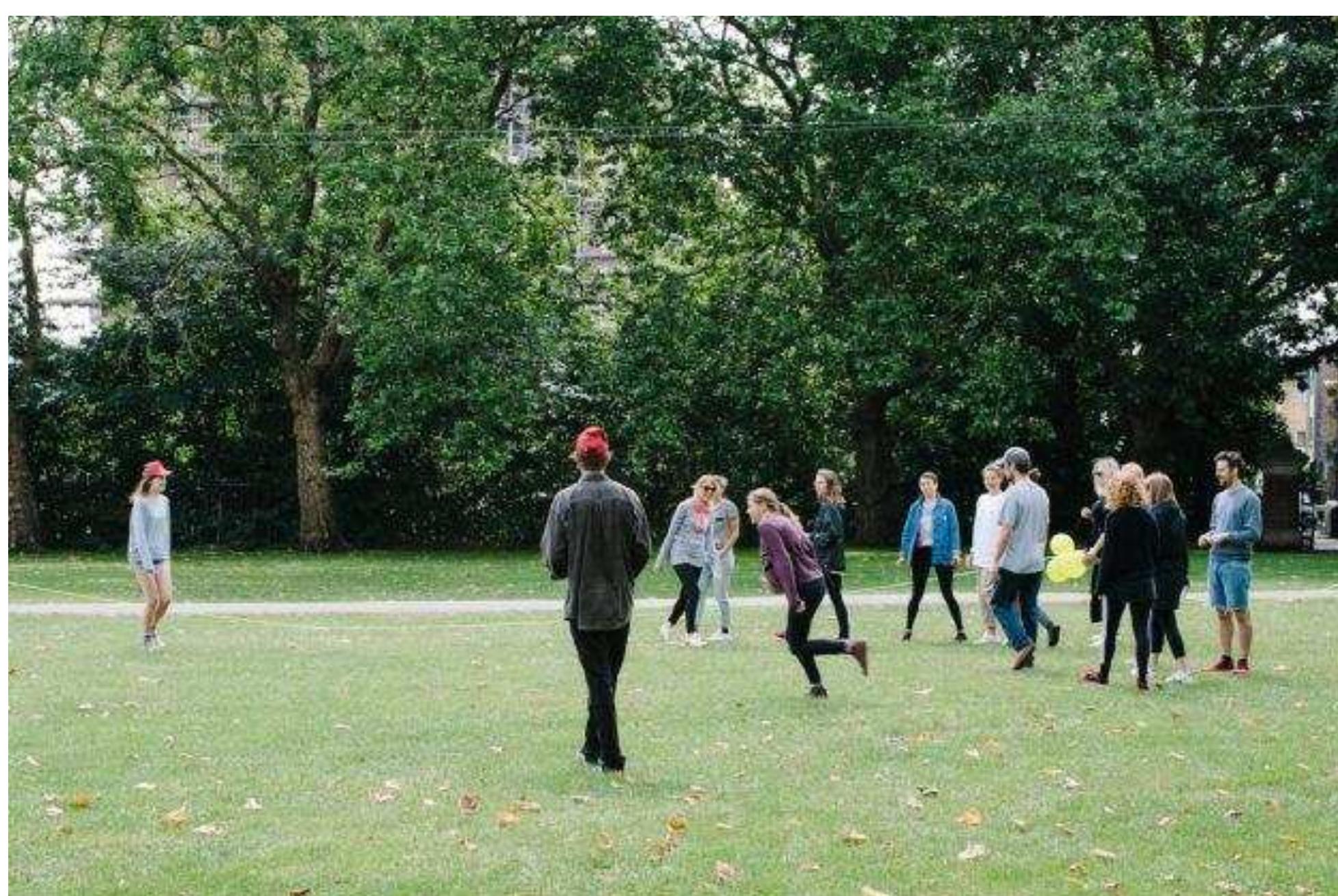 Human modelling of sheep dog algorithm in Animal Collectives. Photo © Luka Radek 