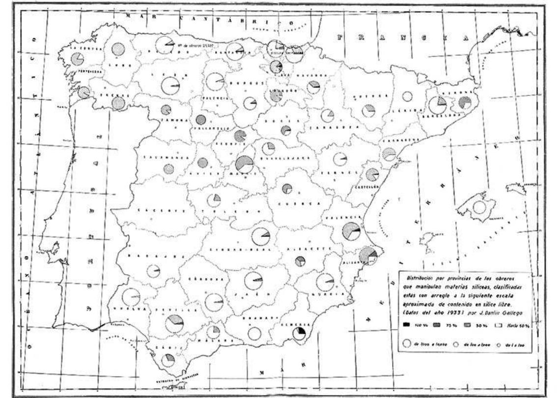 Froves 2,*— La intonsidad de tone indica el conteatdo cn sflice lide, y el tamano de tos efrcales, of nf  ero de obeeros que In maniputan, 