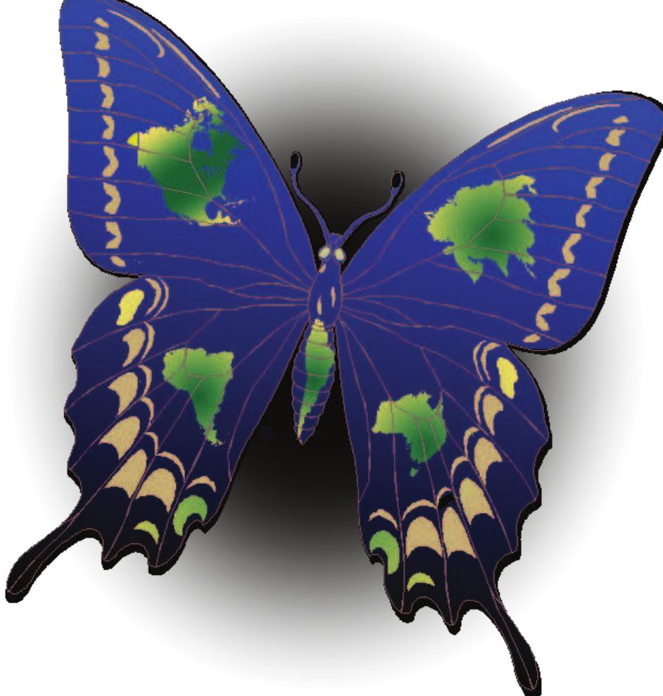 selection of the term “frontiers” was made delib- erately for its implication of vast unknown spaces where wondrous things might be found. Rapid advances in increasingly detailed knowledge of the earth’s geological history, especially its tec- tonic history, continued to overturn previous con- cepts, and study of superb new fossil material has allowed a resurgence in paleobiogeography. Rapid increases in the ease and speed of conducting studies using DNA sequencing technology has cre- ated the new field of phylogeography, which has given us bold new perspectives on the history of diversification and distribution patterns all over the globe. The dynamics that underlie patterns of species richness, especially on islands and along elevational gradients, have changed rapidly as new data have emerged and new questions have provided new insights that have in turn led to still more new questions. There is a growing recogni- tion that marine and terrestrial biogeography, ong discussed in different journals using different terminology, have a great deal in common and will  provide reciprocal illumination in many respects. And a new term and topic of focus emerged that recognizes the value of the data and issues that  Butterfly logo for the original Frontiers of Biogeography book (designed by Mark V. Lomolino), that will also be part of the image of this new journal.  recognizes the value of the data and issues that 