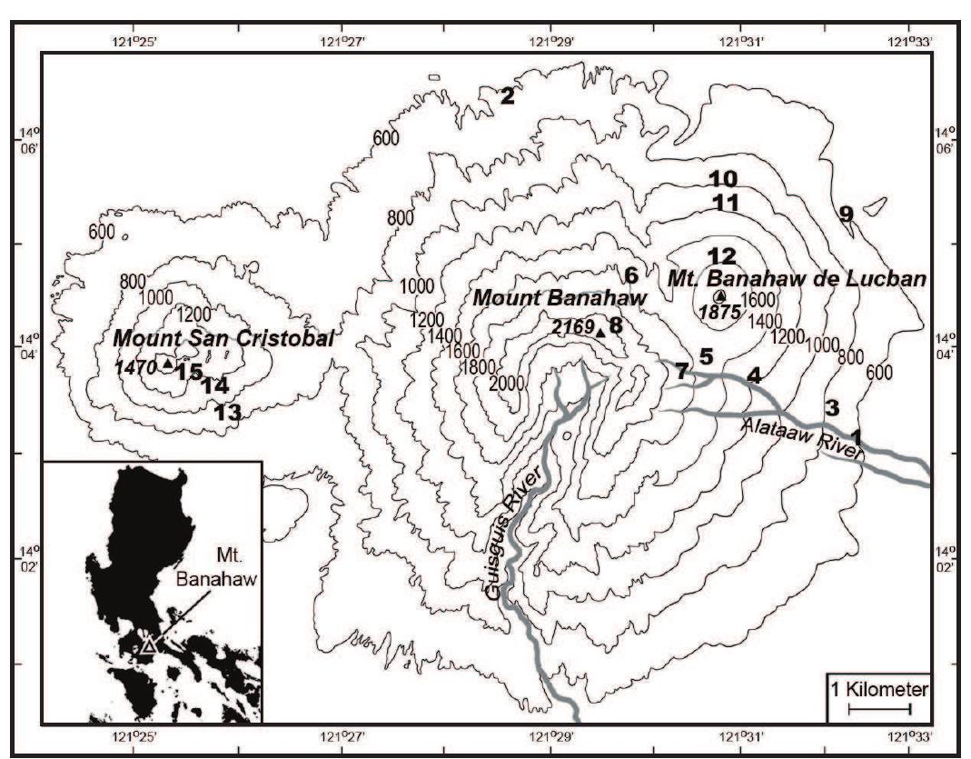 Fig. 1. Map of the study area, showing the locations of all sampling localities. See Study Area for details. 