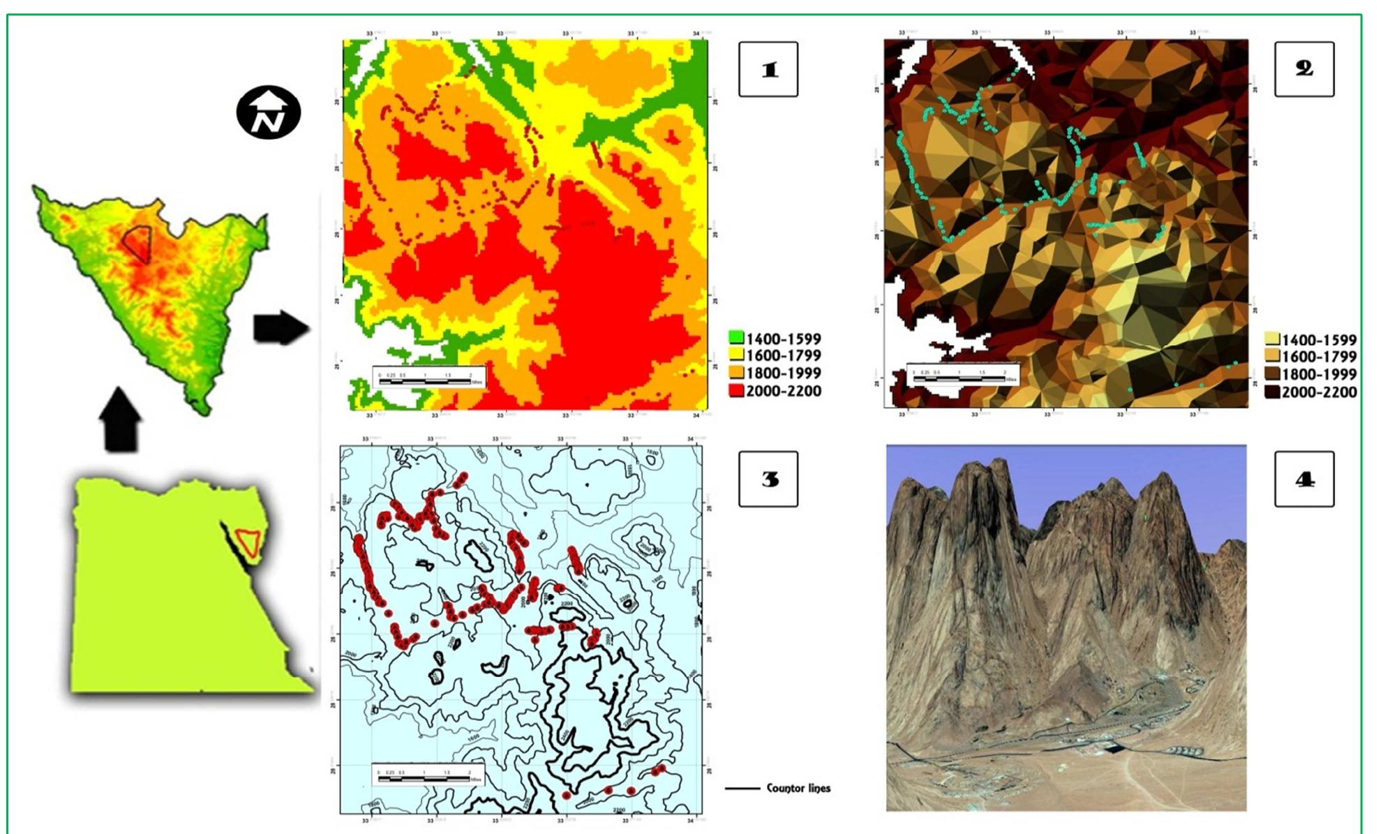 Map 1. elevation map show different elevation ranks