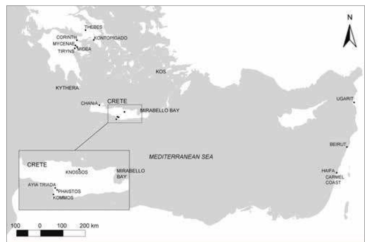 Figure 1. Map with all sites mentioned in the text 