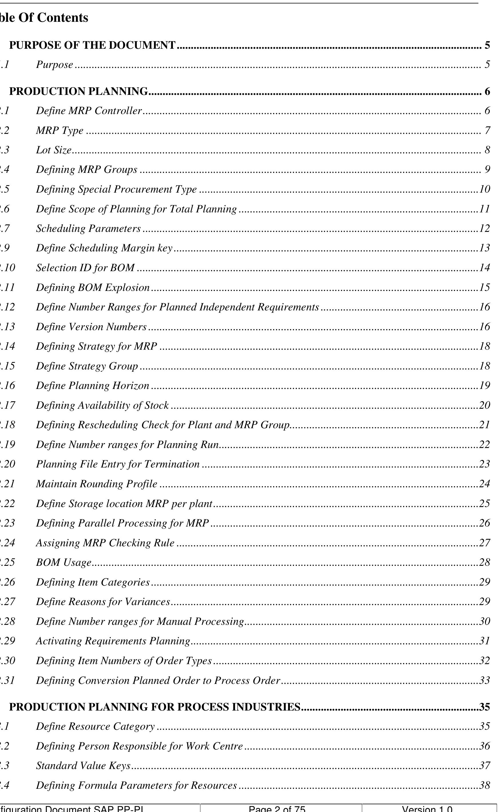 Configuration Doc (PDF) Configuration Document SAP PP-PI mySAP ERP ECC 6.0 Implementation ...